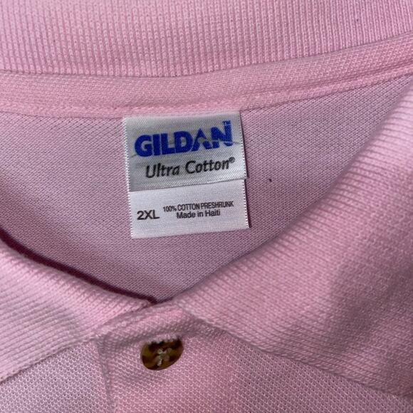 Gildan Pink Logo Polo Shirt Men’s Size 2XL - Picture 4 of 6